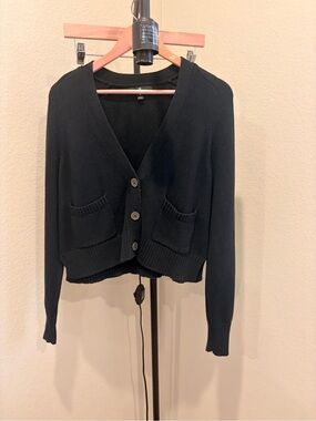 Banana Republic Black V-Neck Button Front Cardigan